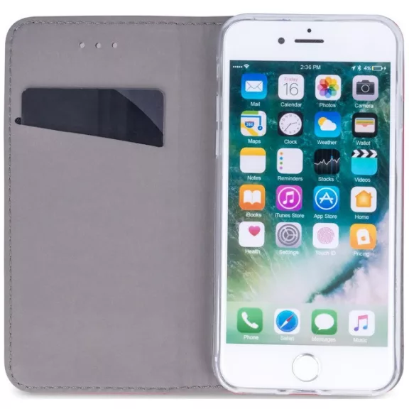 Apple iPhone 16 Pro Max, Oldalra nyíló tok, stand, Smart Magnet, piros