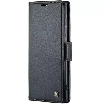   Samsung Galaxy A35 5G SM-A356B, Oldalra nyíló tok, stand, kártyatartóval, RFID technológiával, Wooze CaseME, fekete
