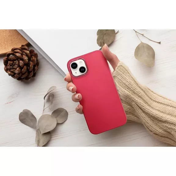 Samsung Galaxy A16 4G / A16 5G SM-A165F / A166B, Szilikon tok, közepesen ütésálló, fémhatású kamera keret, Frame Case, magenta