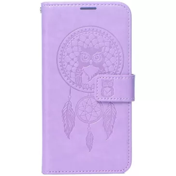   Samsung Galaxy A16 4G / A16 5G SM-A165F / A166B, Oldalra nyíló tok, kártyatartóval, kézpánttal, Álomfogó minta, Mezzo Book, mintás/lila