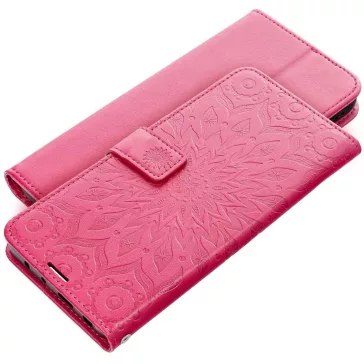   Samsung Galaxy A16 4G / A16 5G SM-A165F / A166B, Oldalra nyíló tok, kártyatartóval, kézpánttal, Mandala minta, Mezzo Book, mintás/magenta