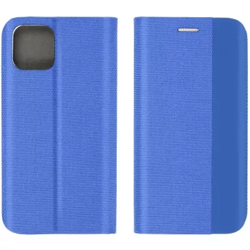   Samsung Galaxy A16 4G / A16 5G SM-A165F / A166B, Oldalra nyíló tok, stand, kártyatartóval, textil minta, Sensitive Book, kék