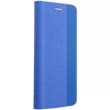   Samsung Galaxy A16 4G / A16 5G SM-A165F / A166B, Oldalra nyíló tok, stand, kártyatartóval, textil minta, Sensitive Book, kék