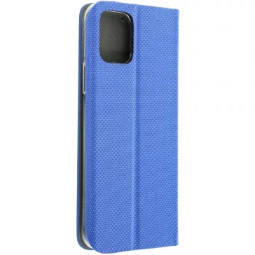   Samsung Galaxy A16 4G / A16 5G SM-A165F / A166B, Oldalra nyíló tok, stand, kártyatartóval, textil minta, Sensitive Book, kék