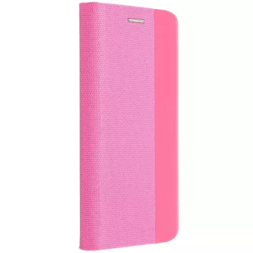   Samsung Galaxy A16 4G / A16 5G SM-A165F / A166B, Oldalra nyíló tok, stand, kártyatartóval, textil minta, Sensitive Book, rózsaszín