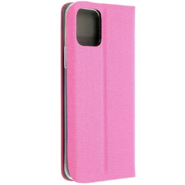   Samsung Galaxy A16 4G / A16 5G SM-A165F / A166B, Oldalra nyíló tok, stand, kártyatartóval, textil minta, Sensitive Book, rózsaszín