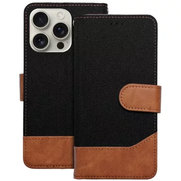   Samsung Galaxy A35 5G SM-A356B, Oldalra nyíló tok, stand, kártyatartóval, farmer minta, Jeans Book, fekete