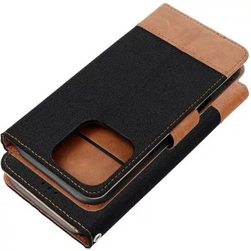   Samsung Galaxy A35 5G SM-A356B, Oldalra nyíló tok, stand, kártyatartóval, farmer minta, Jeans Book, fekete