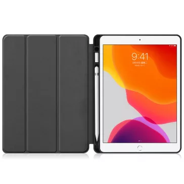   Apple iPad Air 13 (2024 / 2025), mappa tok, érintőceruza tartó, érintőceruza nélkül, Smart Case, Wooze Trifold Pencil Holder, fekete