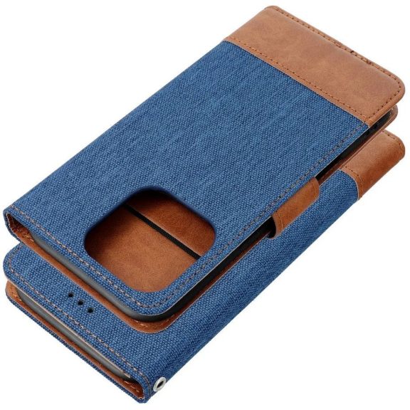 Xiaomi Redmi 13C 4G / Poco C65, Oldalra nyíló tok, stand, kártyatartóval, farmer minta, Jeans Book, kék