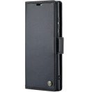 Samsung Galaxy S25 Plus SM-S936, Oldalra nyíló tok, stand, kártyatartóval, RFID technológiával, Wooze CaseME, fekete