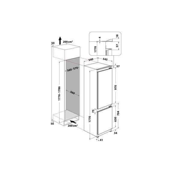 Whirlpool WHC18D051A1 Beépíthető alulfagyasztós hűtőszekrény
