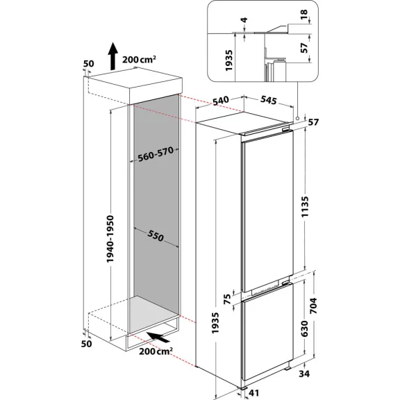 Whirlpool WHC20 T593 P Beépíthető hűtőszekrény