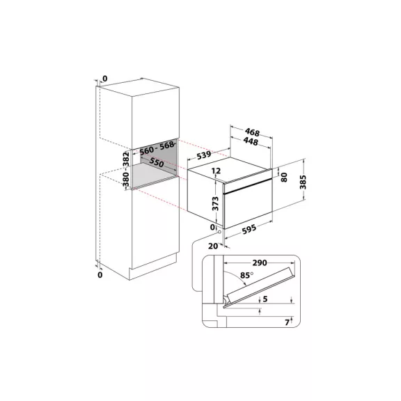 Whirlpool WMD7O4TB Beépíthető mikrohullámú sütő