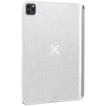   Apple iPad Pro 11 (2020 / 2021 / 2022), Műanyag hátlap töltőtok, PitaFlow vezeték nélküli töltővel, karbon minta, Pitaka MagEZ Pro Case, fehér