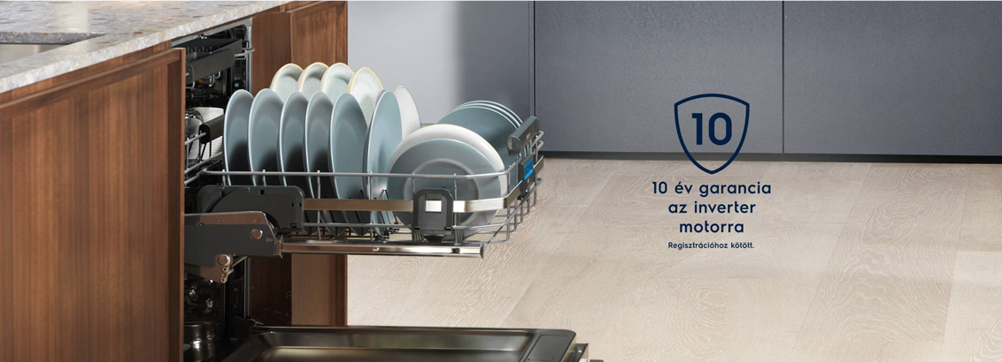10 év garancia az Electrolux mosogatógépek inverter motorjára