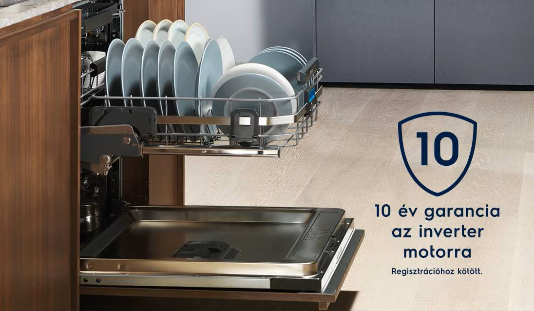10 év garancia az Electrolux mosogatógépek inverter motorjára