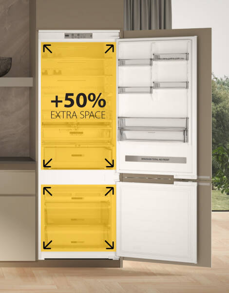 TotalNoFrost beépíthető Whirlpool Hűtő-fagyasztó, 70 cm széles